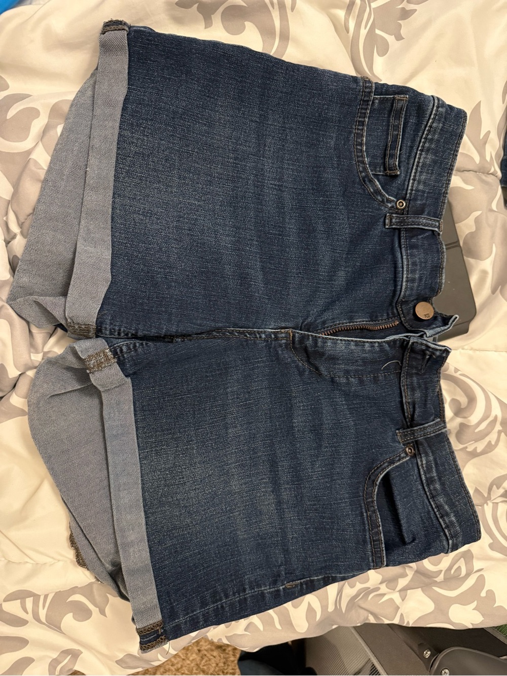 New York & Company Dark Blue Cuffed Denim Shorts